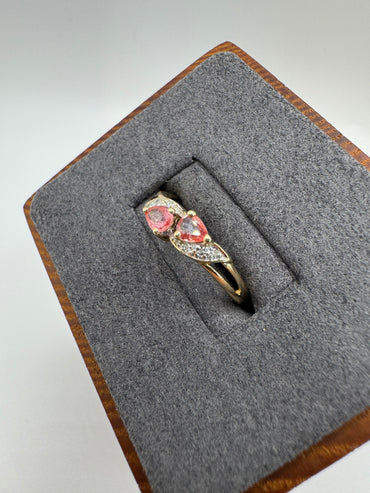 9ct gold pink topaz and diamond ring