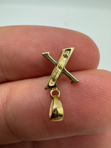 9ct gold diamond initial X pendant