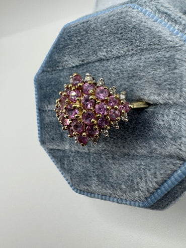 9ct gold pink topaz and diamond ring