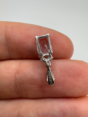 9ct white gold aquamarine and diamond pendant