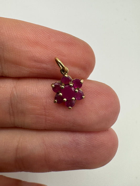 9ct gold ruby custer pendant