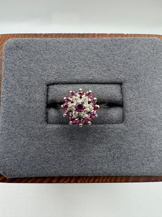9ct gold ruby and diamond ring