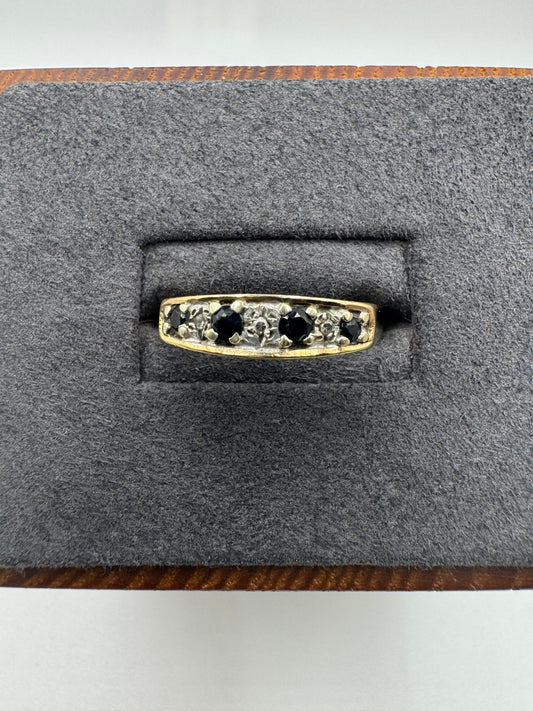 9ct gold sapphire and diamond ring