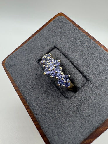 9ct gold tanzanite cluster ring