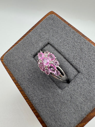 9ct white gold pink sapphire and diamond ring