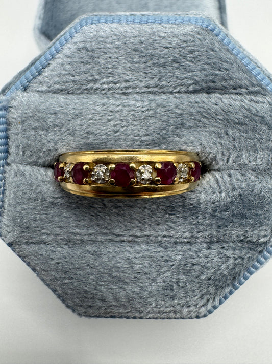 9ct gold ruby and diamond ring