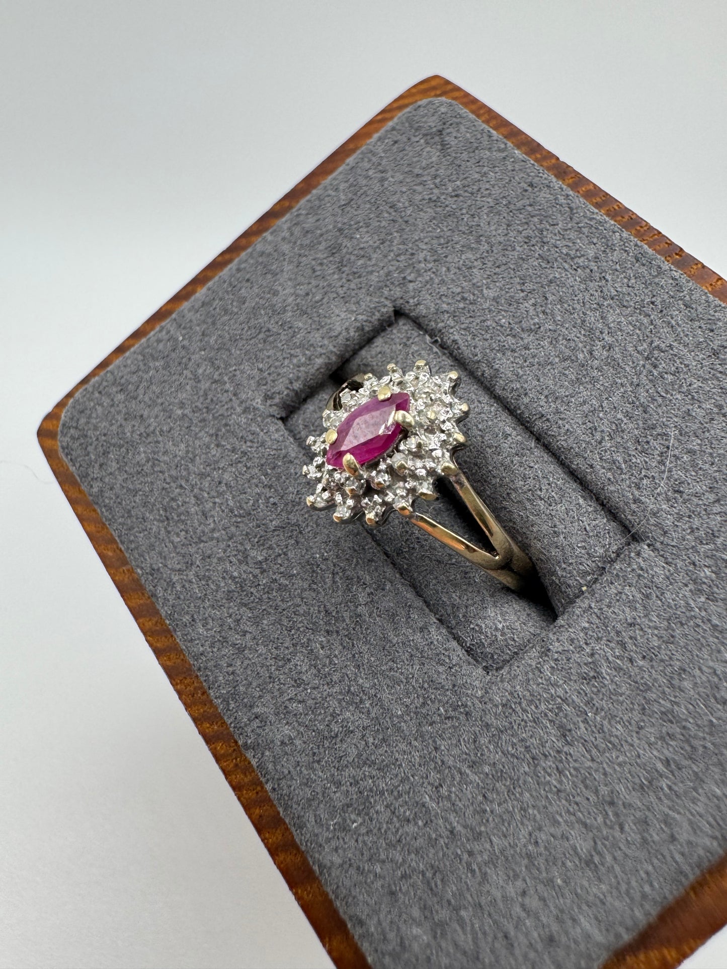 9ct gold ruby and diamond ring