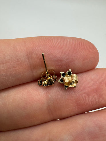 9ct gold sapphire and diamond earrings