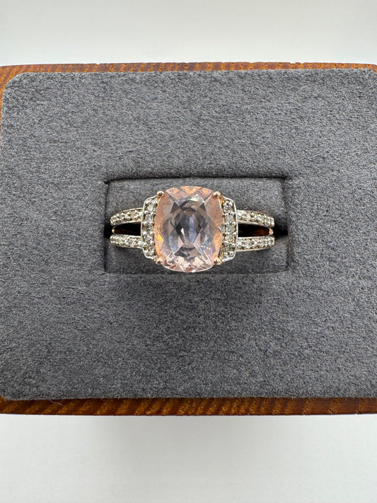 9ct rose gold morganite and diamond ring