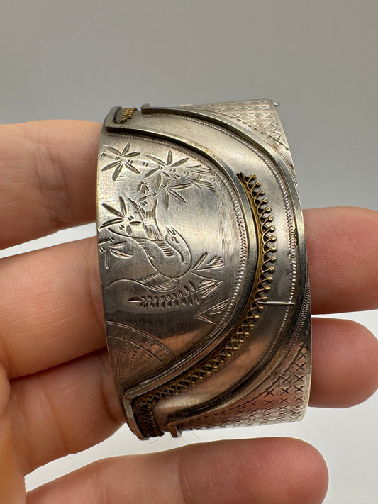 Antique silver patterned bangle