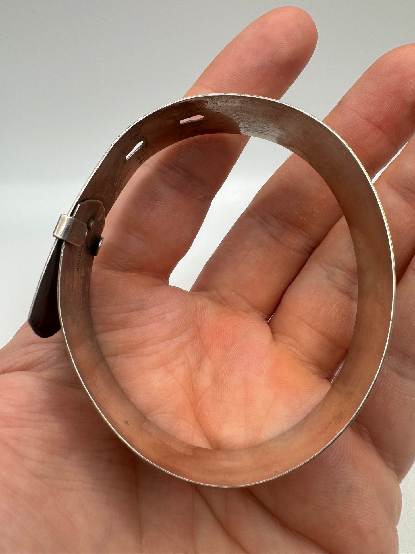 Silver buckle style bangle