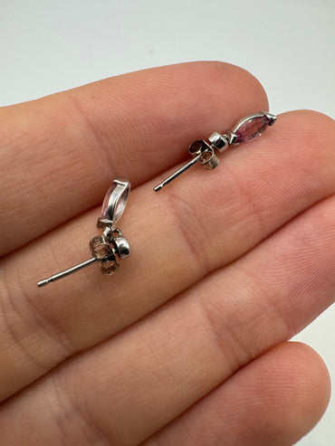 9ct white gold pink topaz earrings