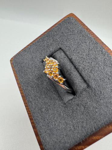 9ct white gold orange sapphire cluster ring
