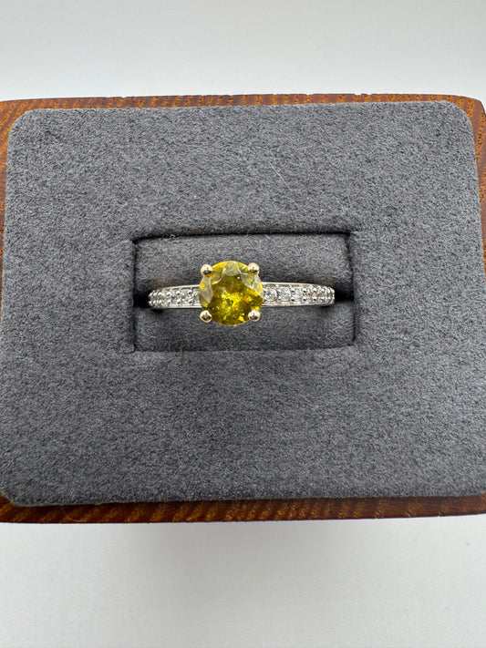 9ct gold sphene and zircon ring