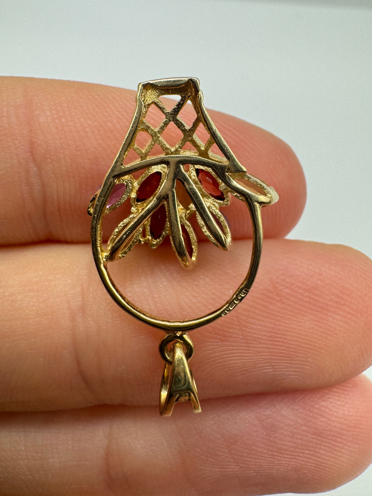 9ct gold multi-gem fruit basket pendant