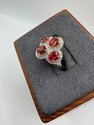9ct gold fancy sapphire and diamond cluster ring