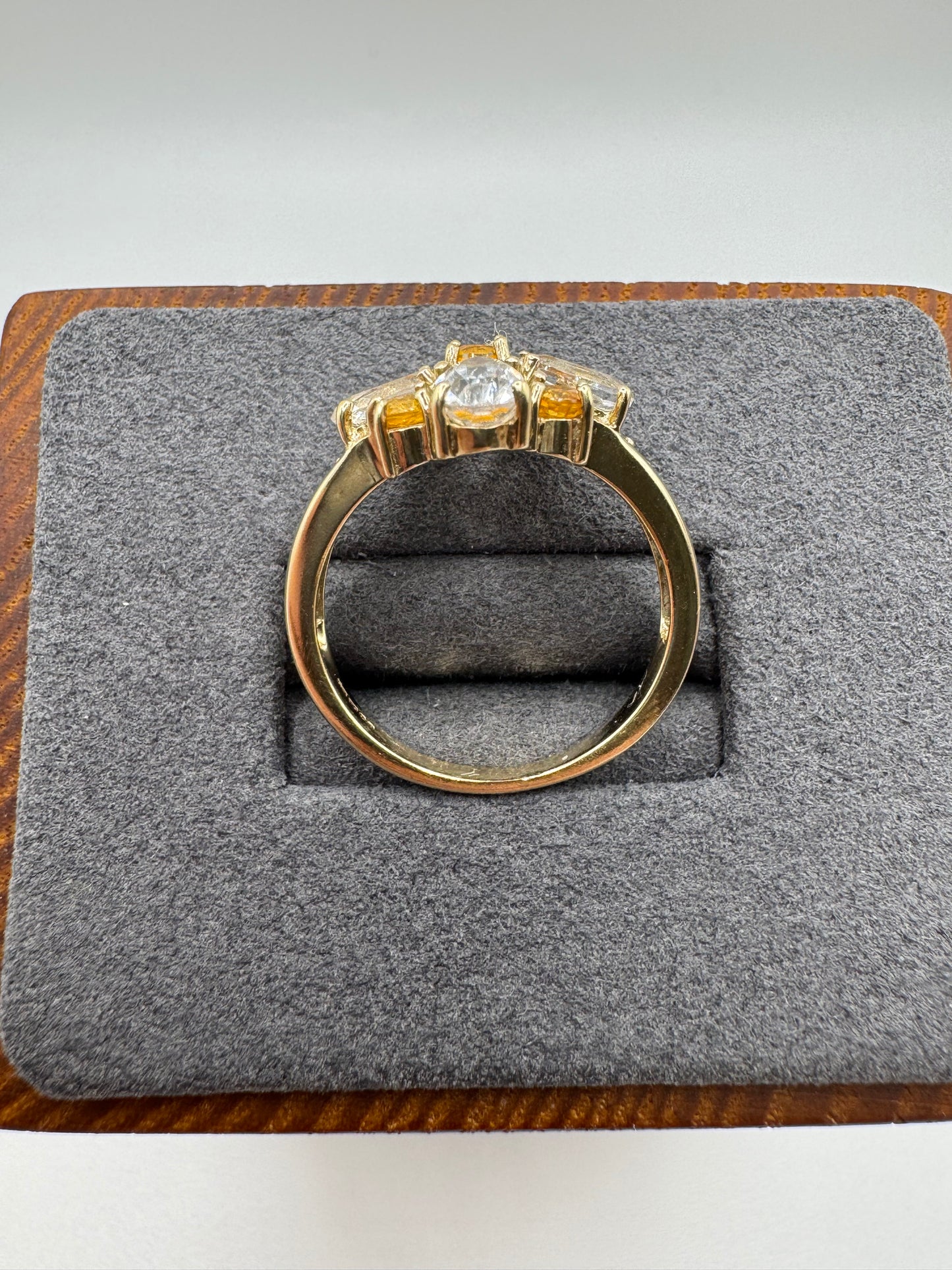 9ct gold citrine and topaz cluster ring