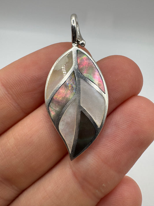 Silver mother of pearl and abalone pendant