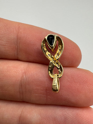 9ct gold sapphire and diamond pendant