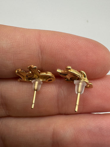 9ct gold diamond elephant earrings
