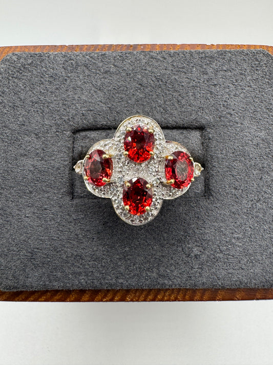 9ct gold fancy sapphire and diamond cluster ring