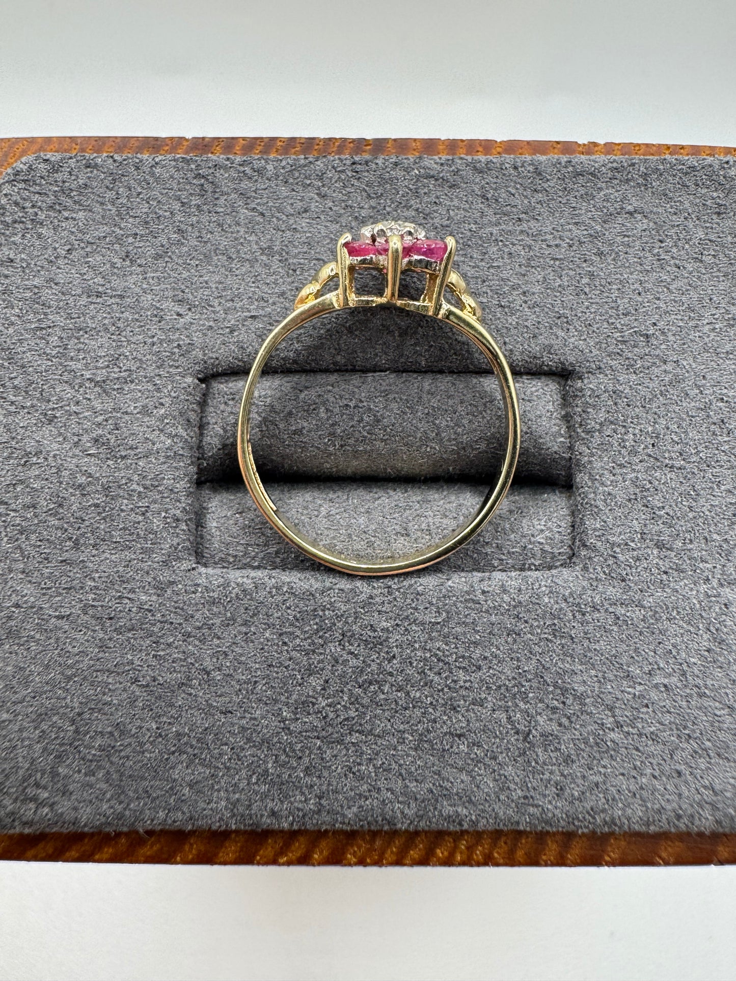 9ct gold ruby and diamond ring