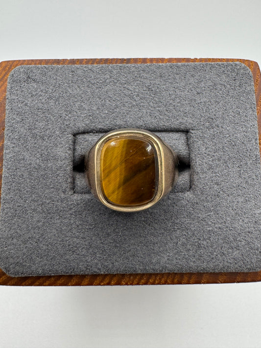 9ct gold tigers eye signet ring