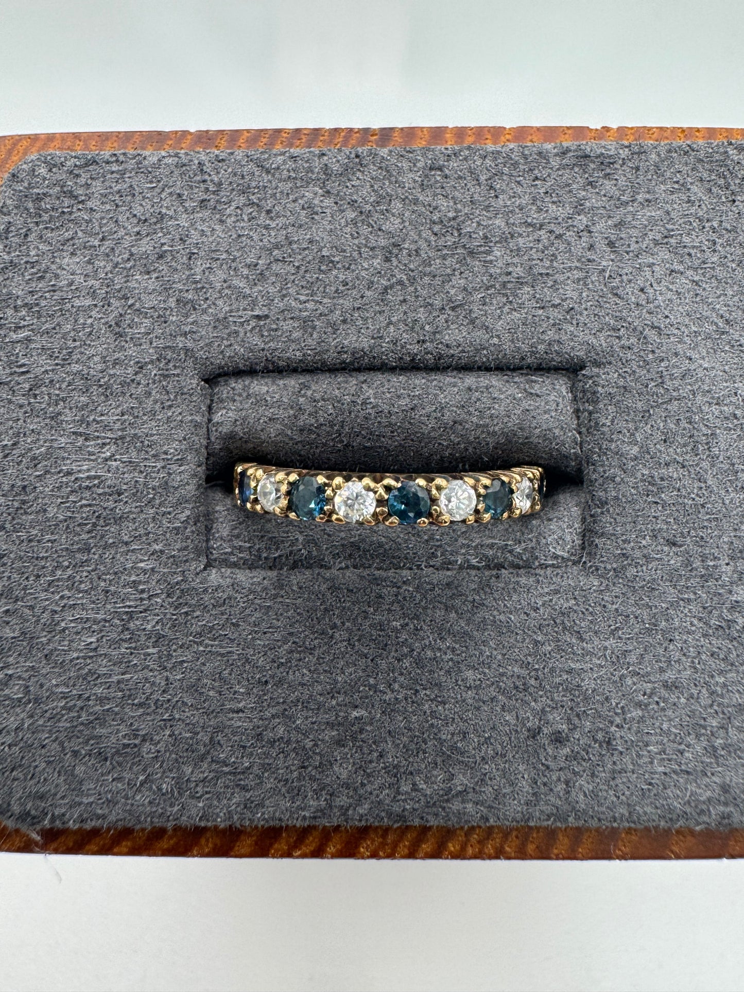 9ct gold topaz and cz half eternity ring