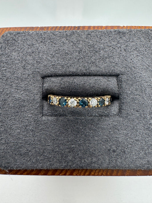 9ct gold topaz and cz half eternity ring