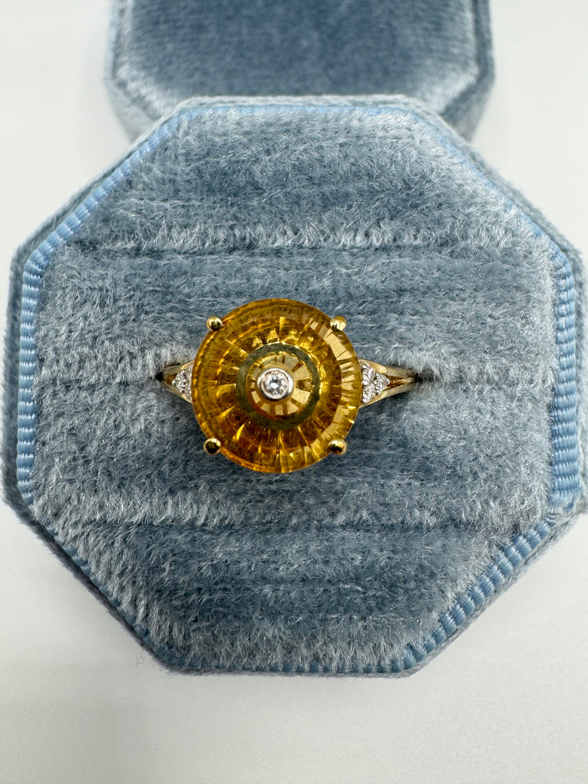 9ct gold Glen Lehrer citrine and diamond ring