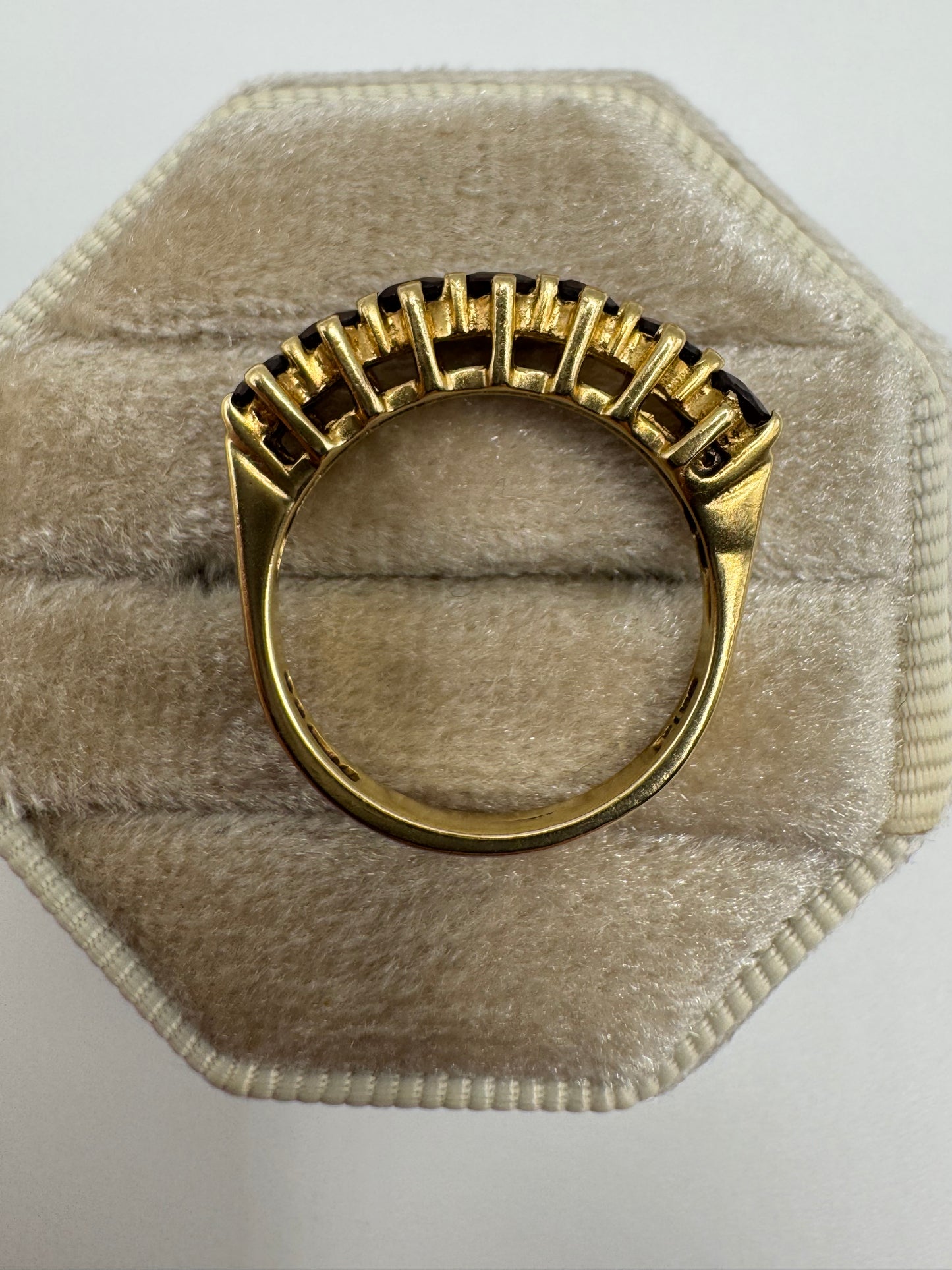 9ct gold garnet half eternity ring