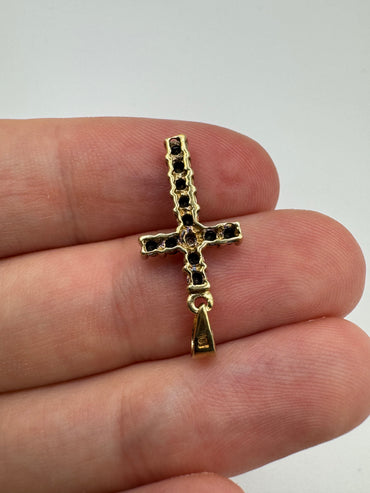 9ct gold diamond cross pendant