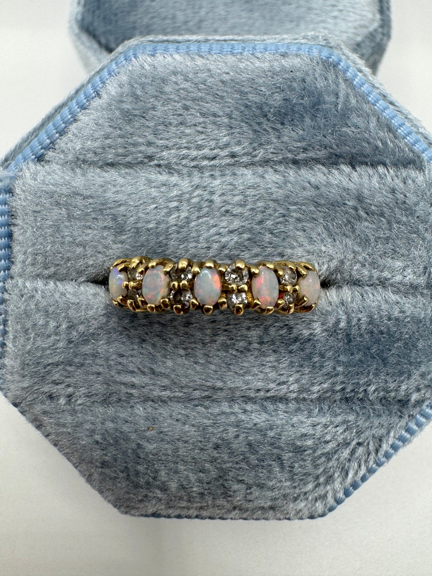 9ct gold opal and diamond ring