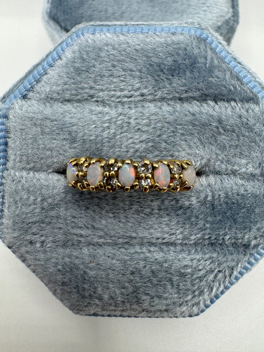 9ct gold opal and diamond ring