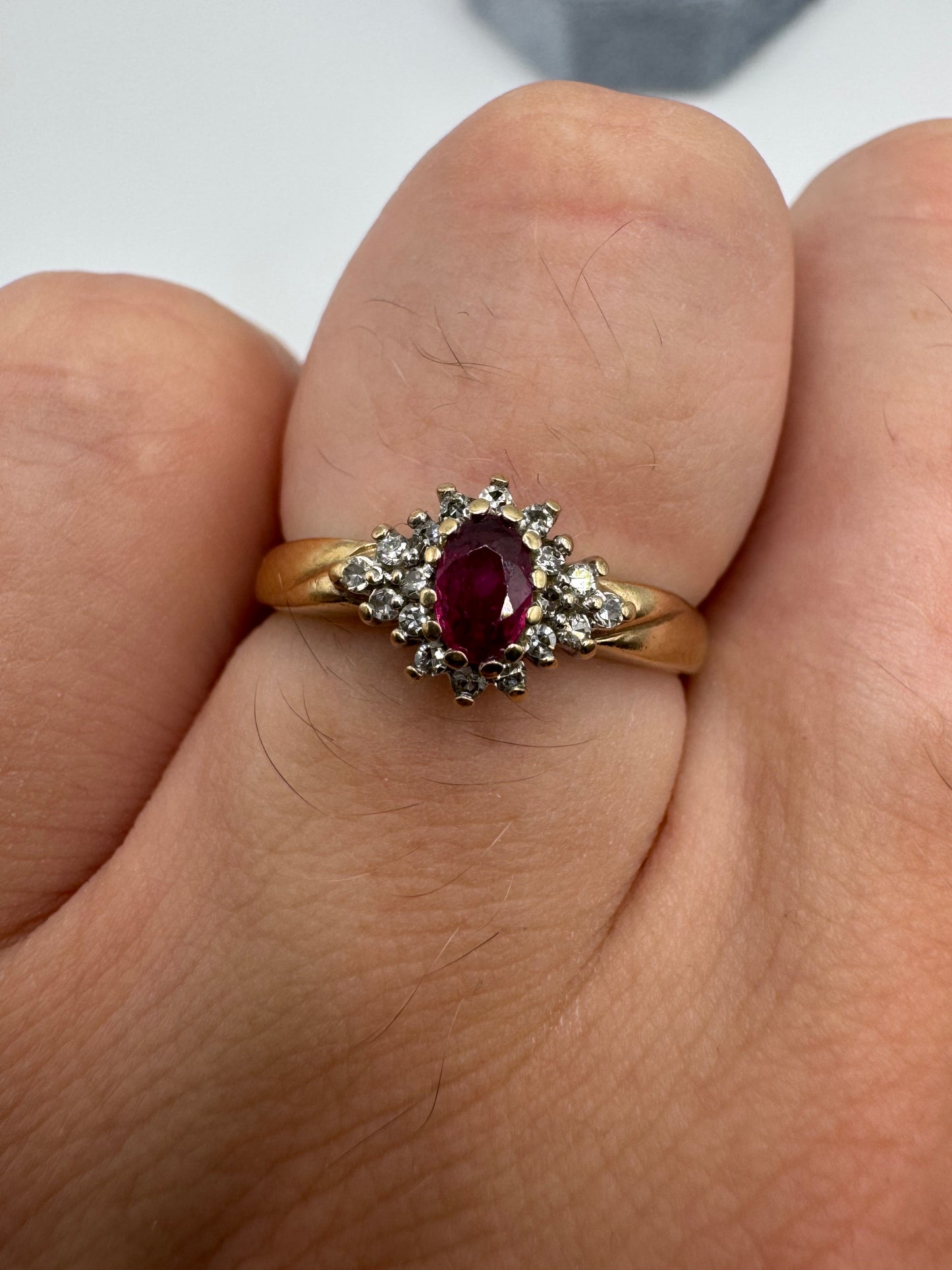 9ct gold ruby and diamond ring