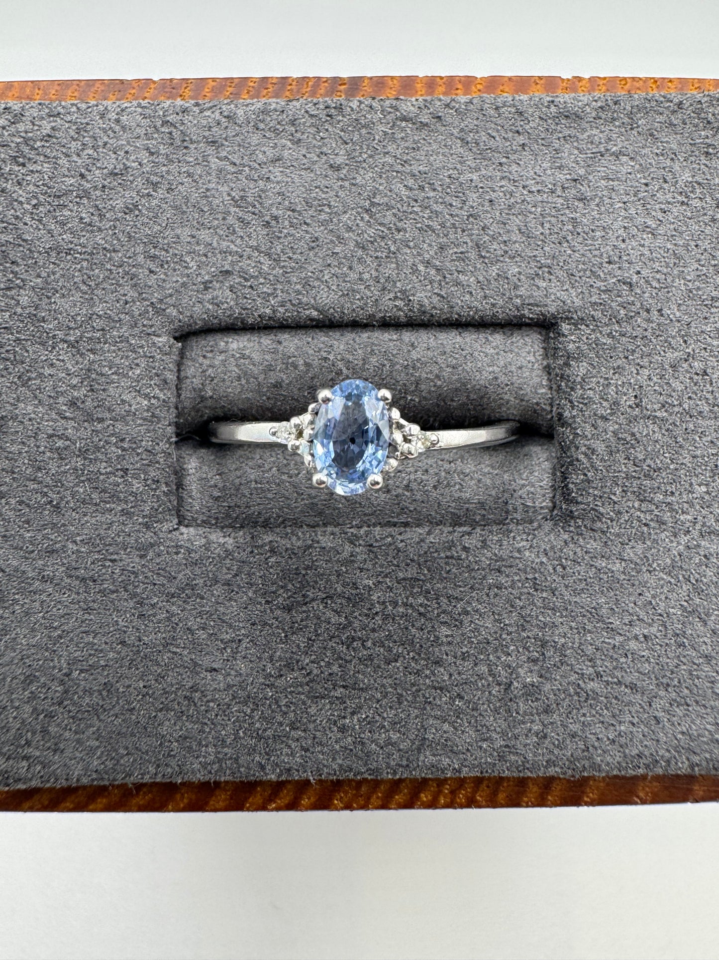 9ct white gold tanzanite and diamond ring