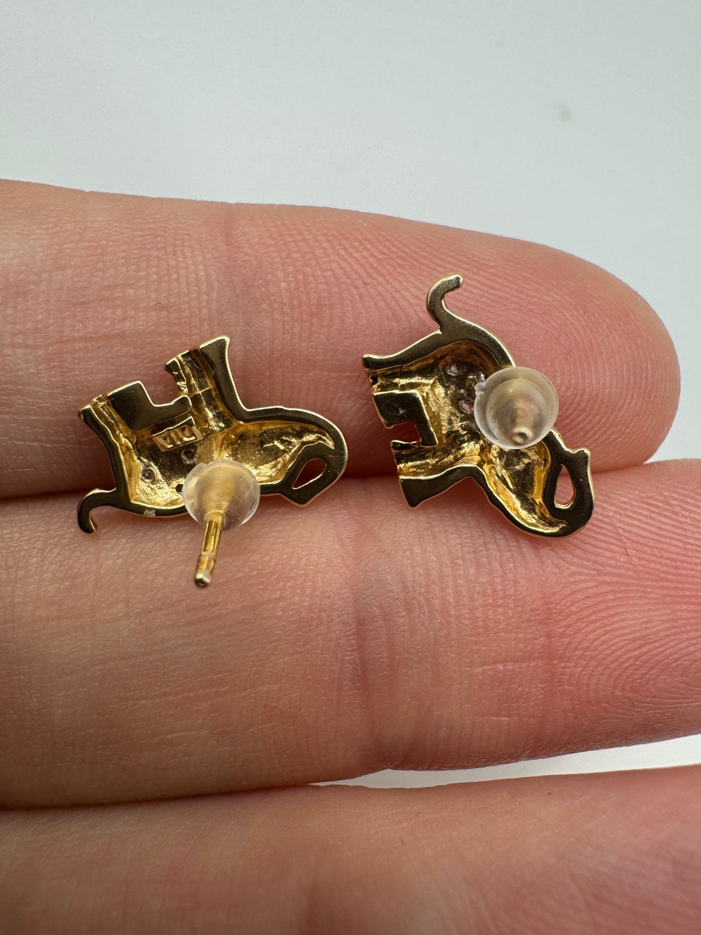 9ct gold diamond elephant earrings