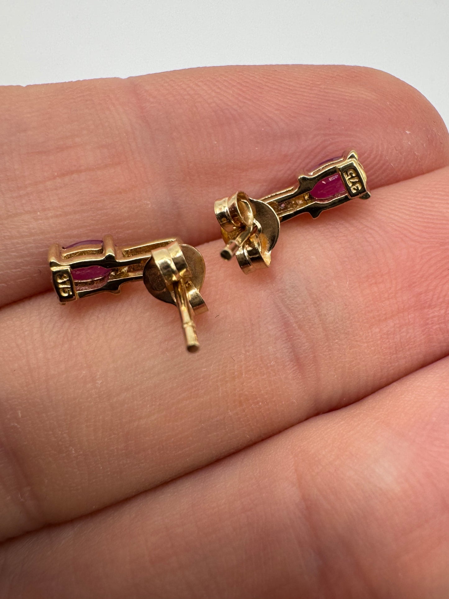9ct gold ruby and diamond earrings
