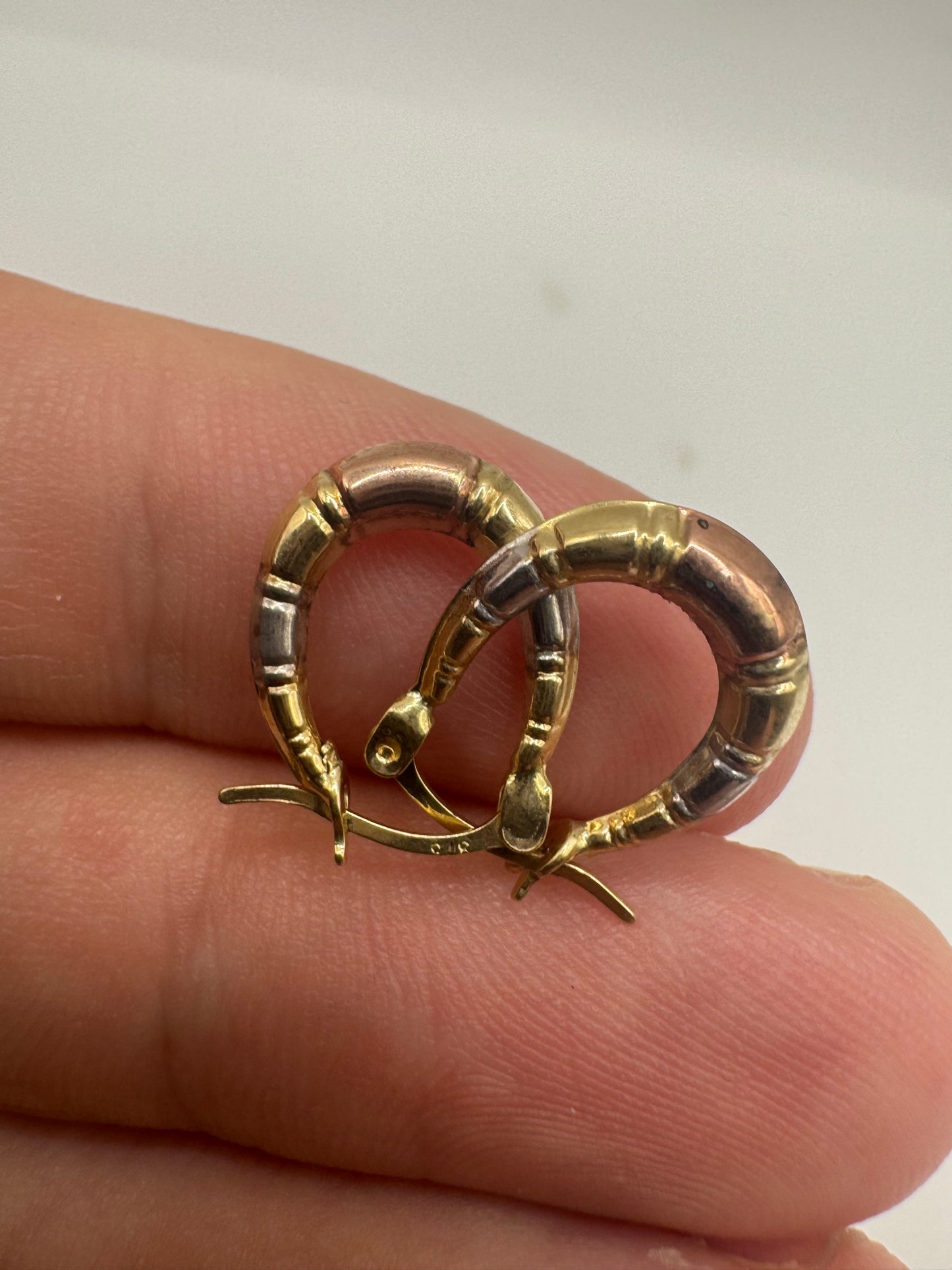 9ct tri-gold creole earrings