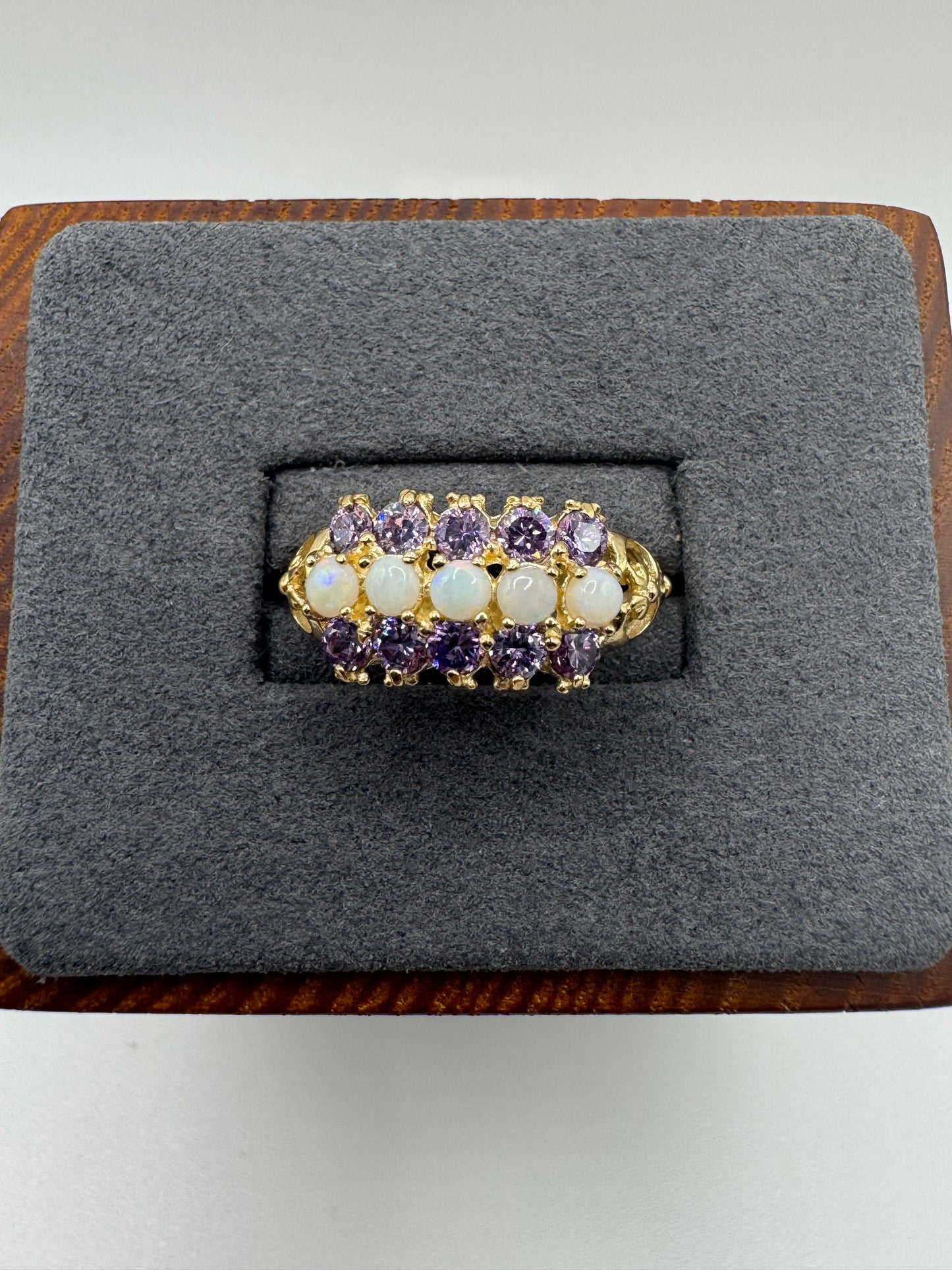 9ct gold opal and tanzanite ring