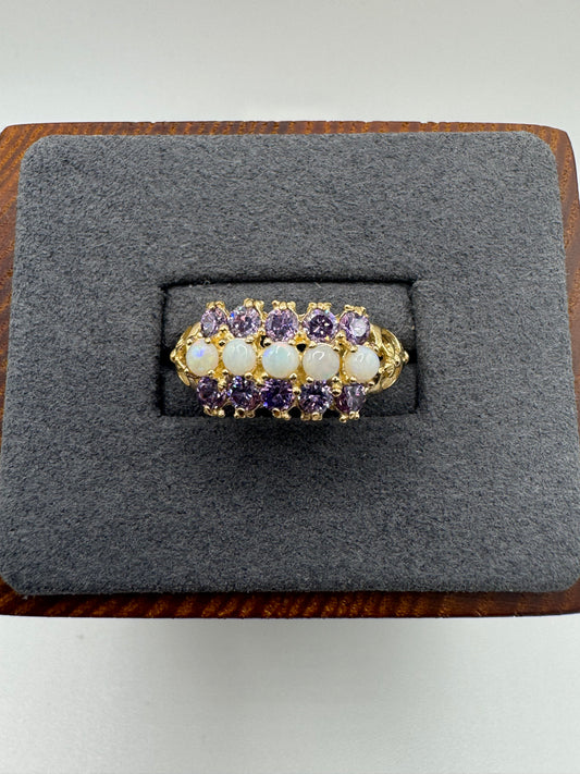 9ct gold opal and tanzanite ring