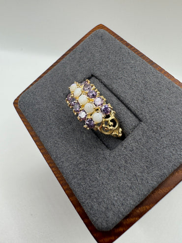 9ct gold opal and tanzanite ring