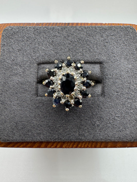 9ct gold sapphire and diamond ring