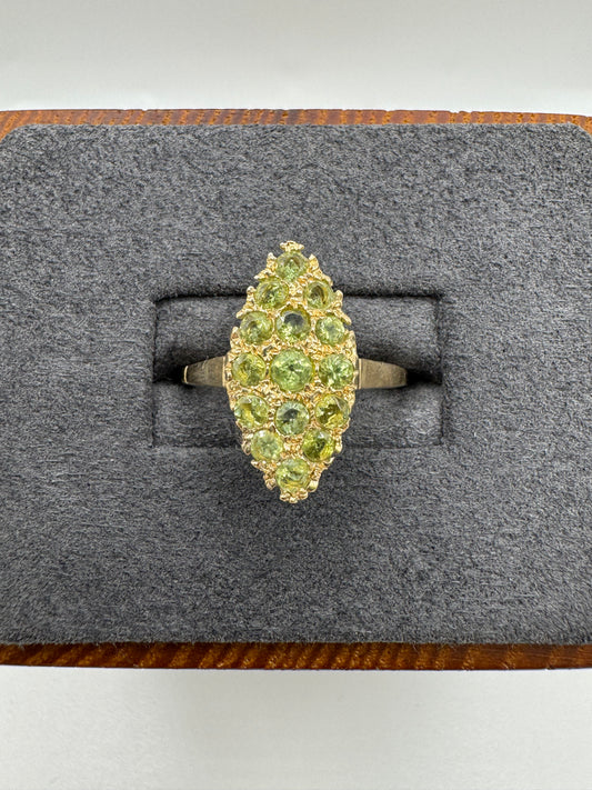 9ct gold peridot Navette ring
