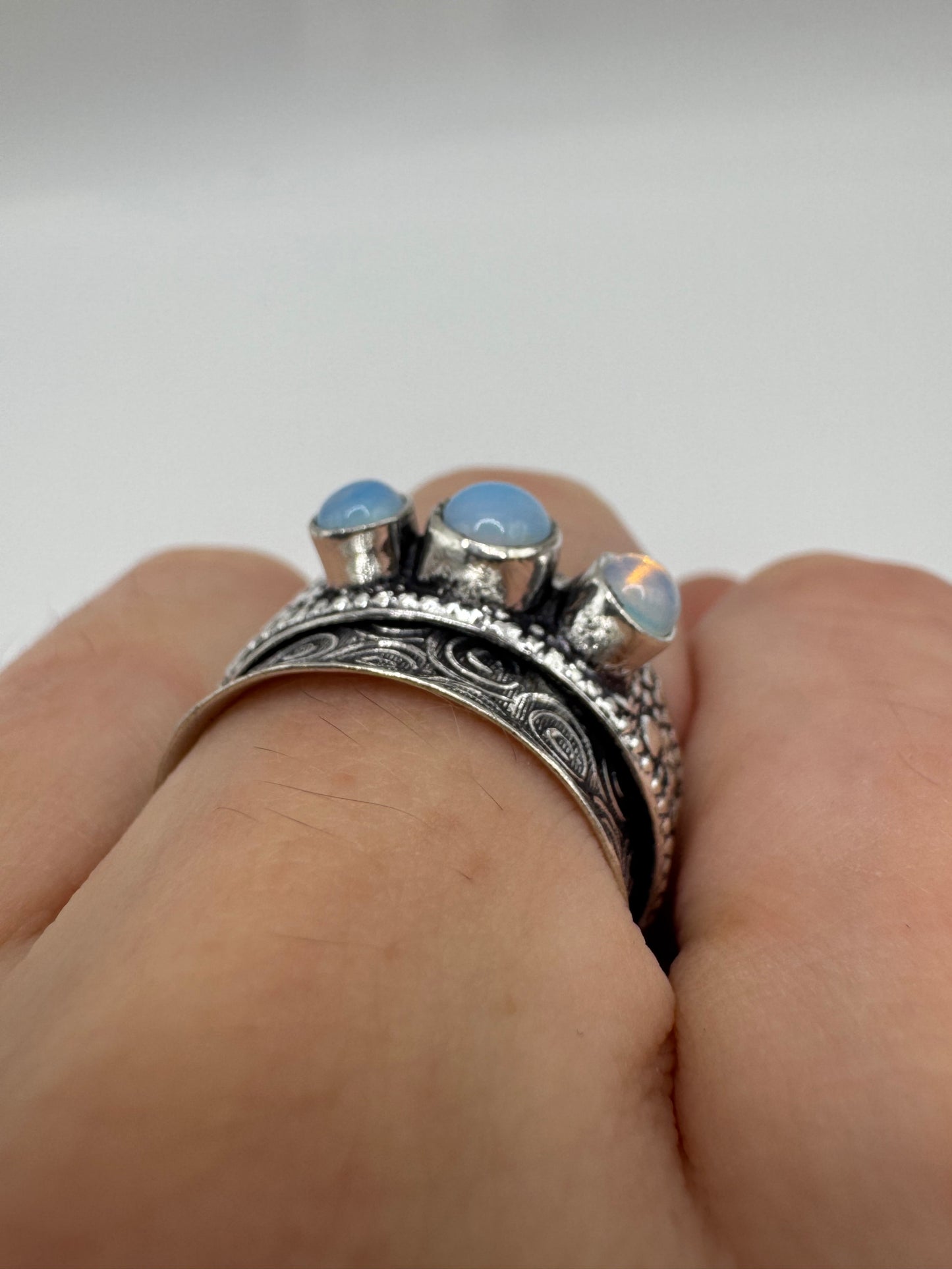 Silver opal ring