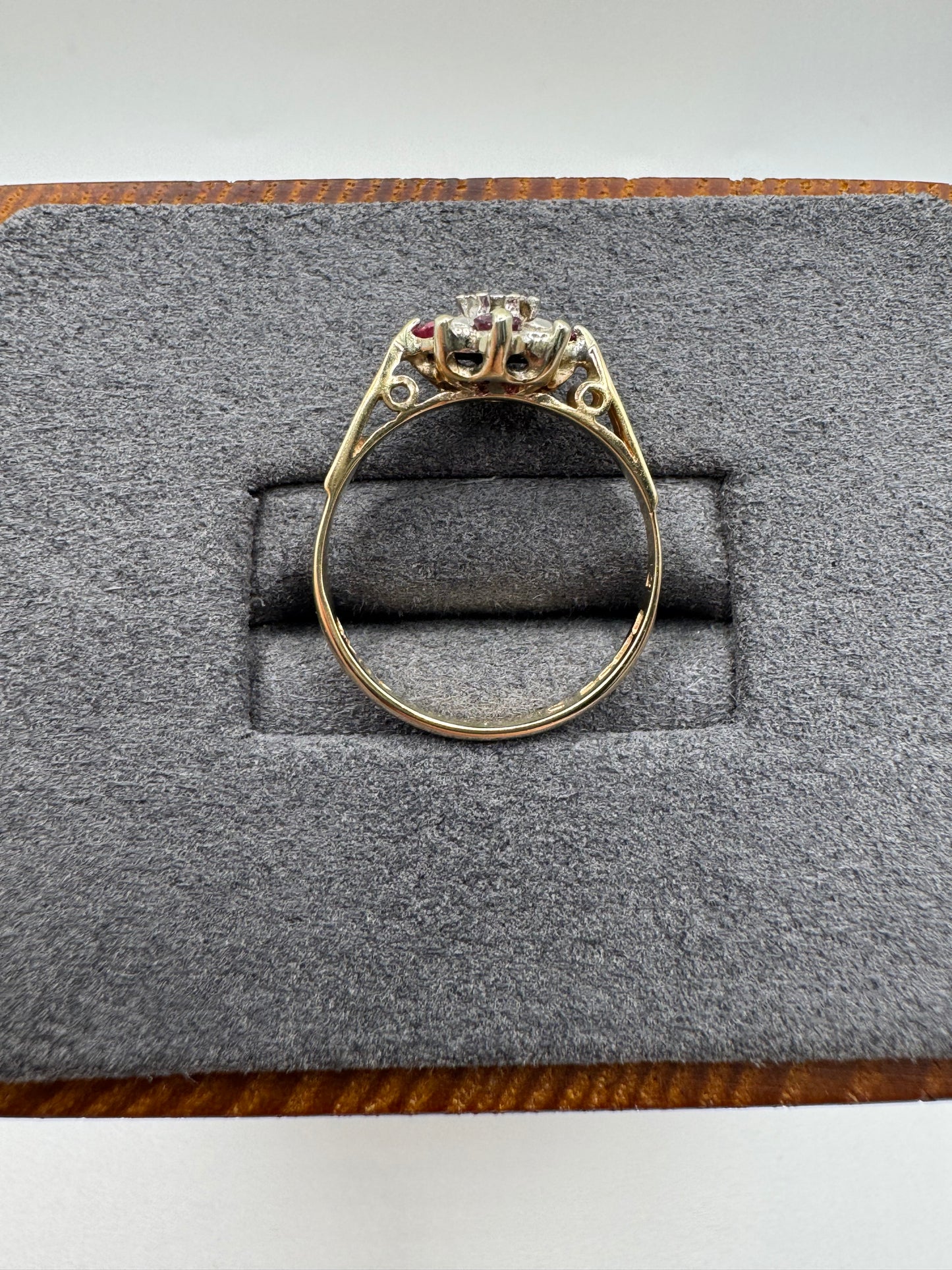 9ct gold ruby and diamond ring