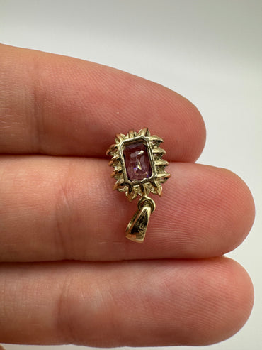9ct gold amethyst and cz pendant