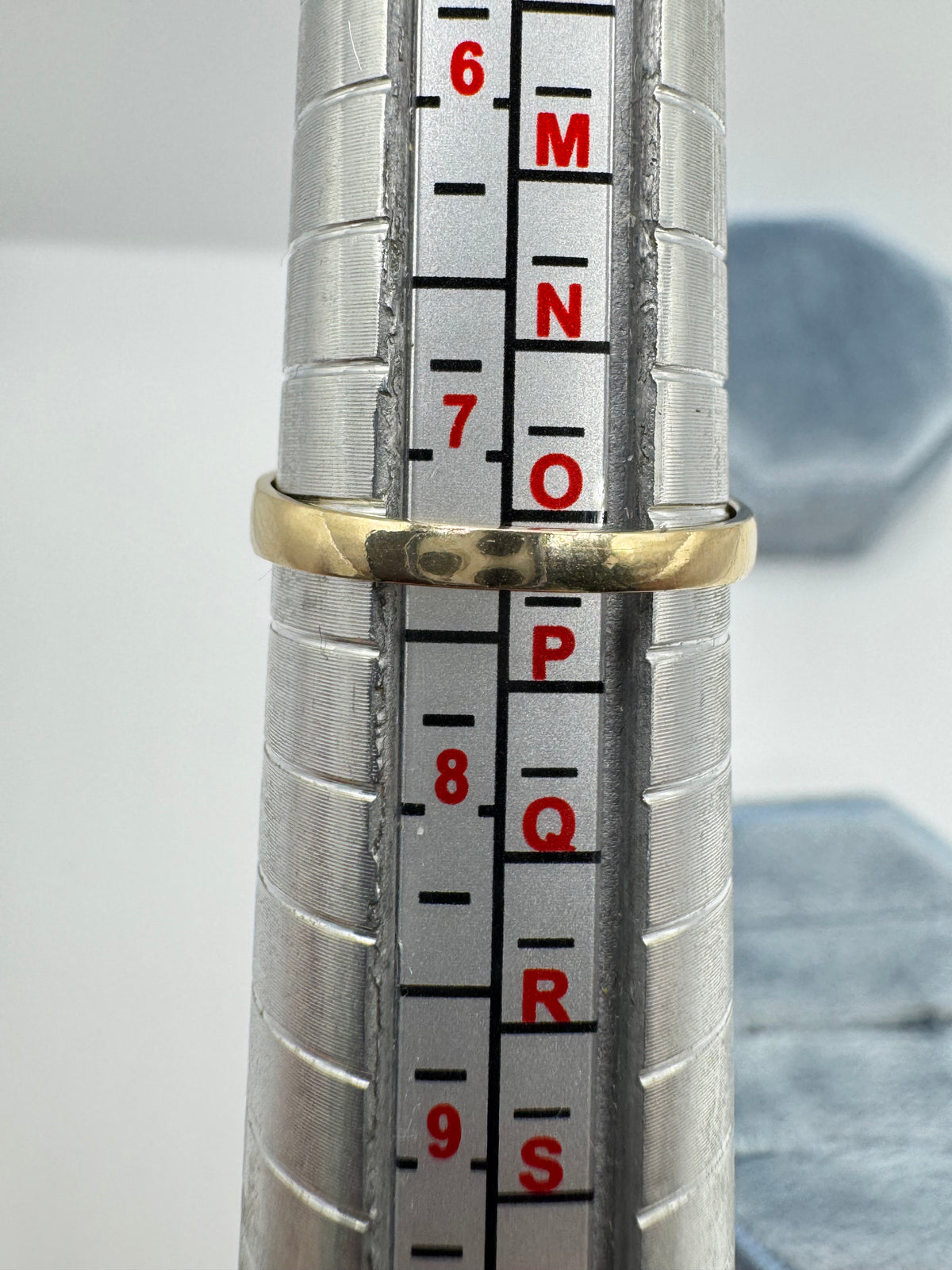 9ct gold engraved London blue topaz gypsy ring