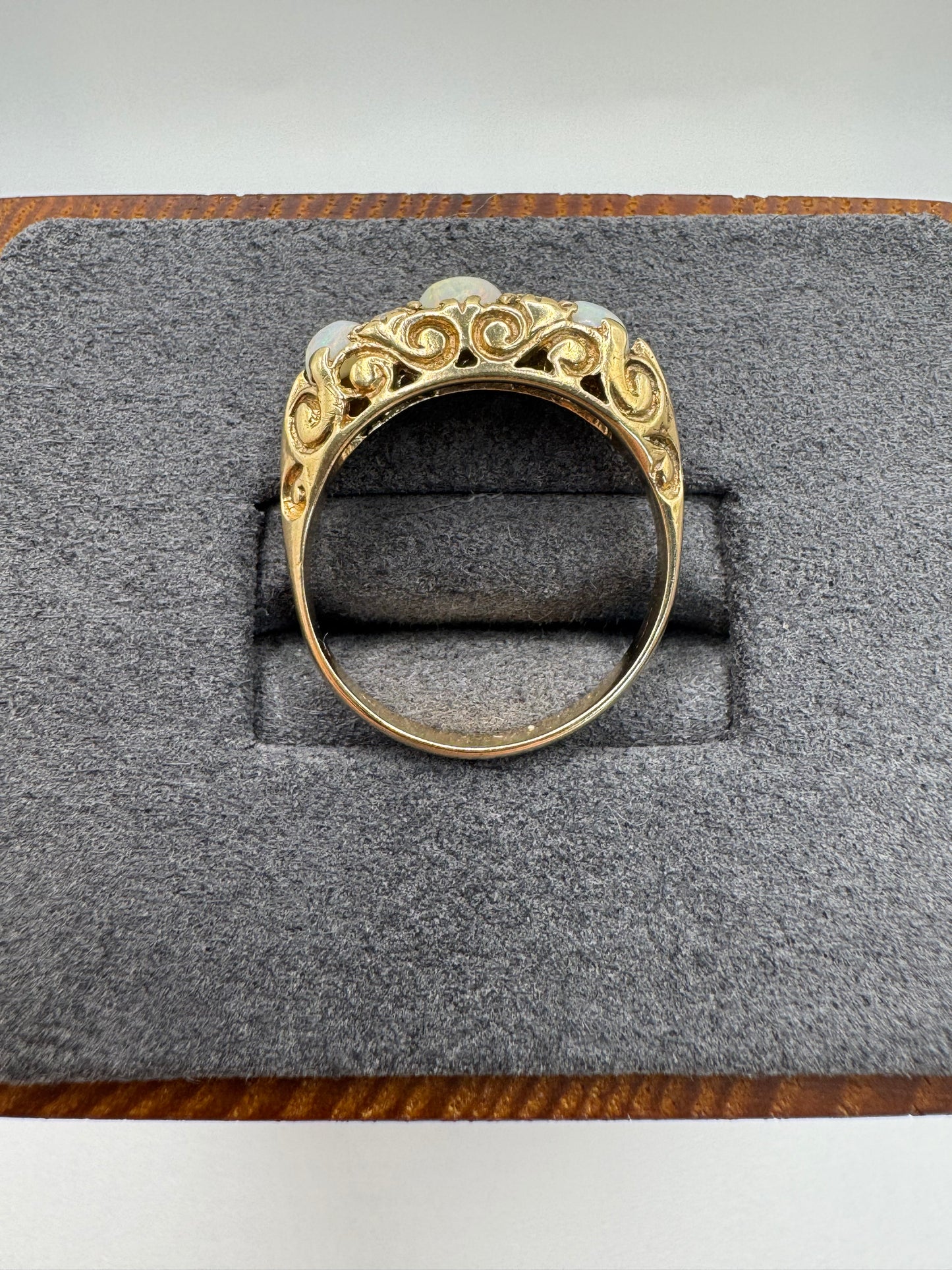 Antique 9ct gold opal and paste ring