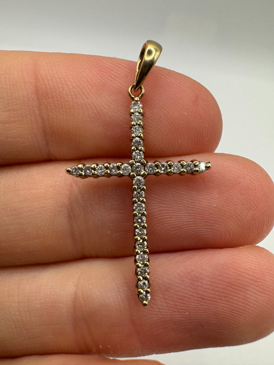 9ct gold diamond cross pendant